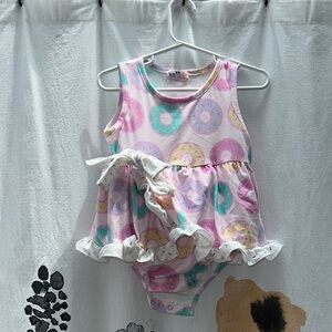 Pink Donut Print Kids Bodysuit